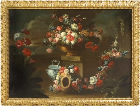 Gaspare Lopez — Natura Morta di fiori con vaso di maiolica